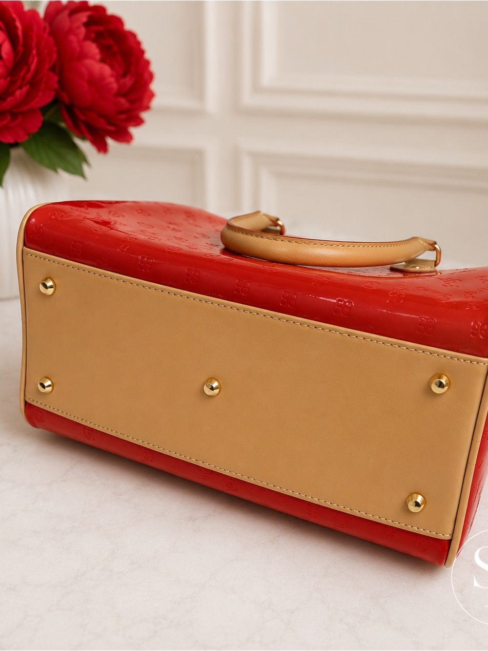 Arcadia Italy Red Patent Leather Speedy Boston Bag | Made in Italy Crossbody - Picture 6 of 10